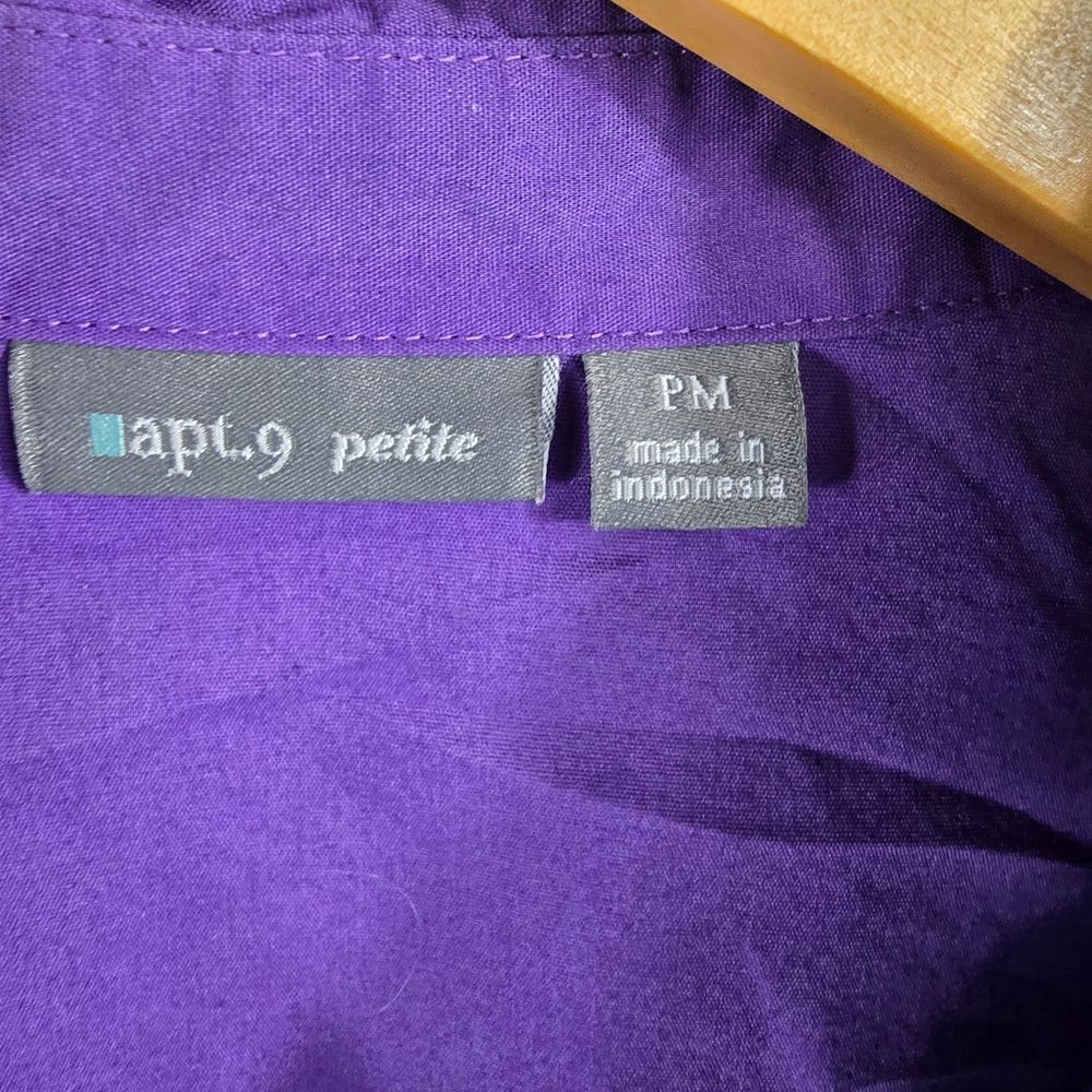 Apt. 9 Deep Purple Puff-Sleeve Button-Down Shirt Size Pm - Picture 6 of 11